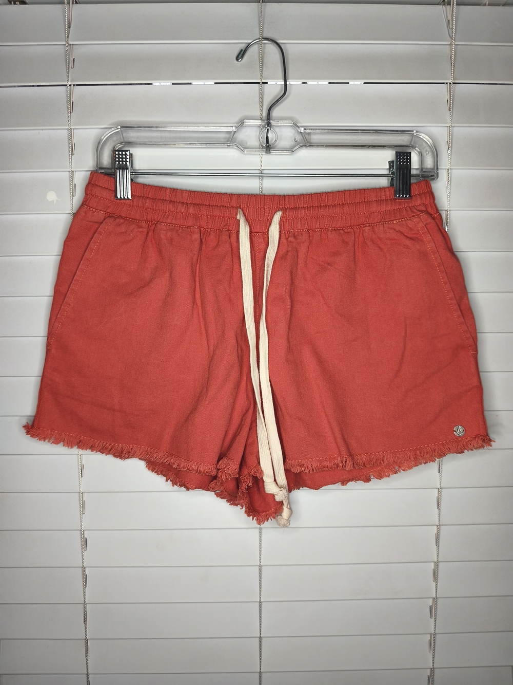 Volcom Strutin Stone Shorts Women's Sz 4 Electric Coral Frayed Hem Beach Casual